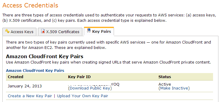 Amazon CloudFront Keys Amazon Web Services
